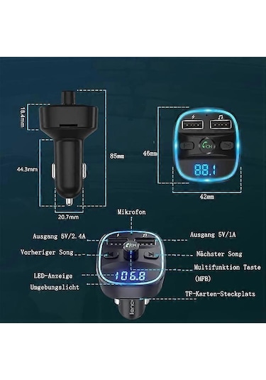 Wireless Bluetooth 5.0 Fm Transmitter Dual Usb Car Charger,car Radio Adapter Music Player Support Usb/sd Card.