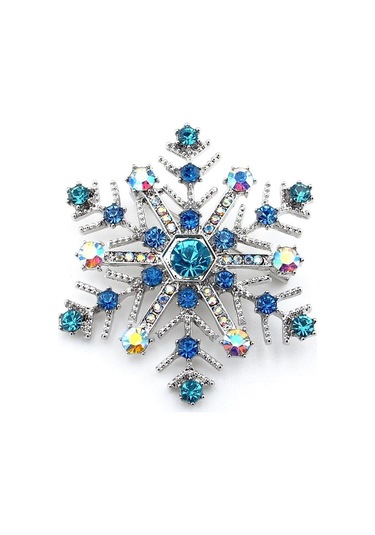Solfera Kar Tanesi Renkli Zirkon Taşlı Kristal Kış Tema Yaka İğnesi Broş Rz166