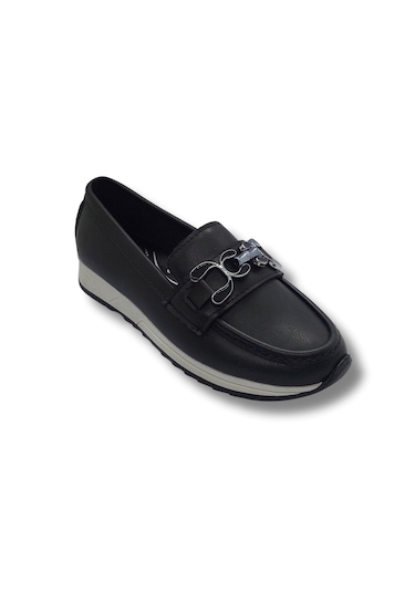 Tarzbu Kadın Siyah Taşlı Tokalı Comfort Loafer Ayakkabı, Rahat Taban, Düz Kadın Babet Ayakkabı Taslıtokalıtarzkl1 1961 Sıyah