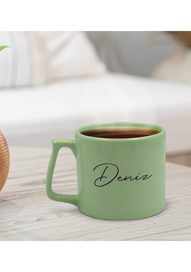 Bk Gift Kişiye Özel İsimli Pastel Yeşil Middle Kupa Bardak, Arkadaşa Hediye, Ev Hediyesi, Doğum Günü Hediyesi, Ofis Hediyesi-7 Kobitmeyencom30077 Bk G