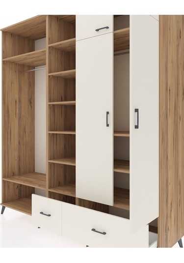 Kronos Dolap 12 Raflı 2 Çekmeceli 2 Askılı 220x59x243 Çam-aytaşı/aytaşı Aytası/aytası