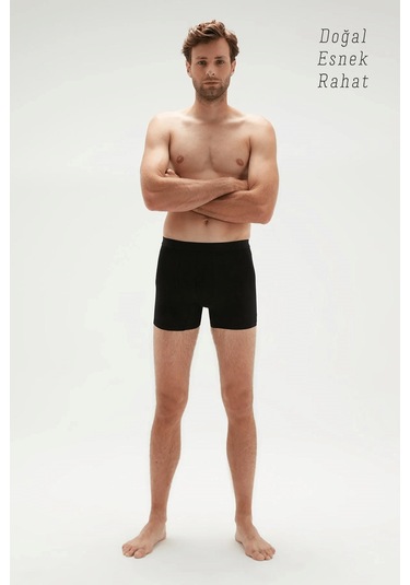 Weweus Siyah Erkek Süper İnce Doğal Bambu Lüks Boxer 1012 Siyah