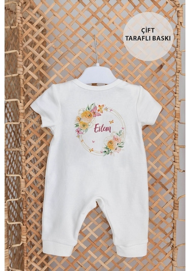 Lilabio %100 Organik Isme Özel Isimli Yazlık 10lu Hastane Çıkışı Ekru