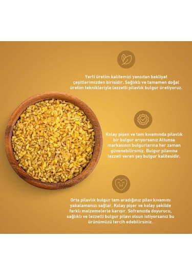 Altunsa Orta Pilavlık Bulgur 900 Gr x 2 Adet