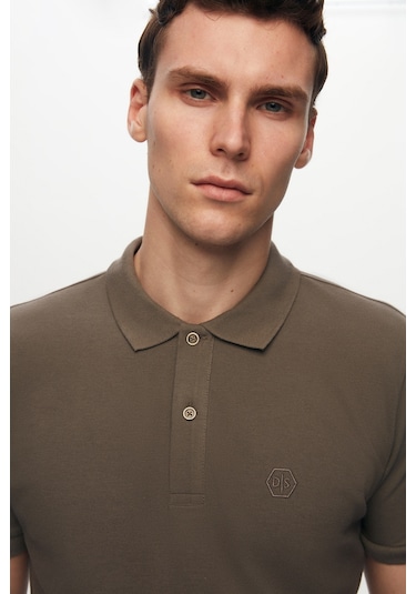 Ds Damat Regular Fit Antrasit Pike Dokulu %100 Pamuk Kıvrılmaz Polo Yaka Nakışlı T-Shirt 4HC14ORT51000 Antrasit