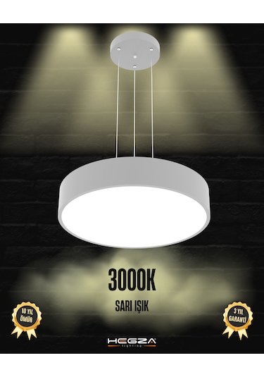 Drum 40cm Gri Kasa, Sarı Işık Modern Sarkıt Led Avize GRİ RENK