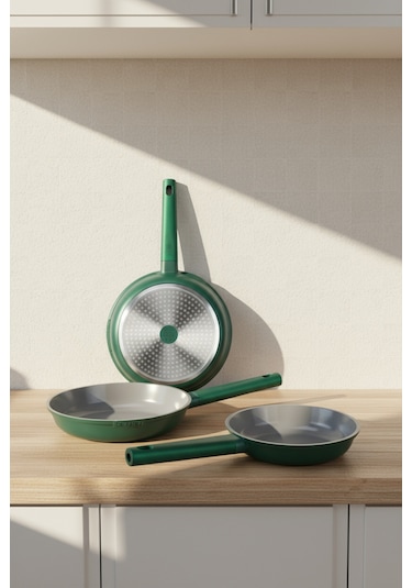 Bernardo Chef Döküm 3 Parça Tava Seti Yeşil Yeşil