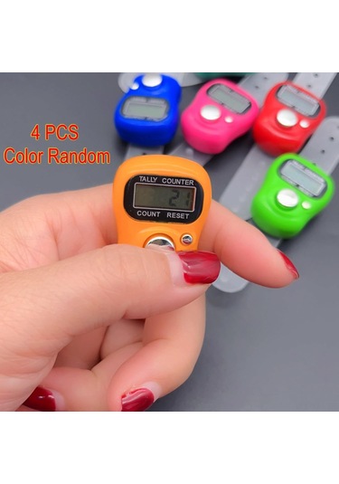 Ximistore9 4'lü Mini Dijital Parmak Sayacı Seti - Lcd Ekranlı, Sıfırlama Tuşlu, 5 Basamaklı, Çeşitli Renkler Yeşil-mavi-turuncu-pembe Diğer