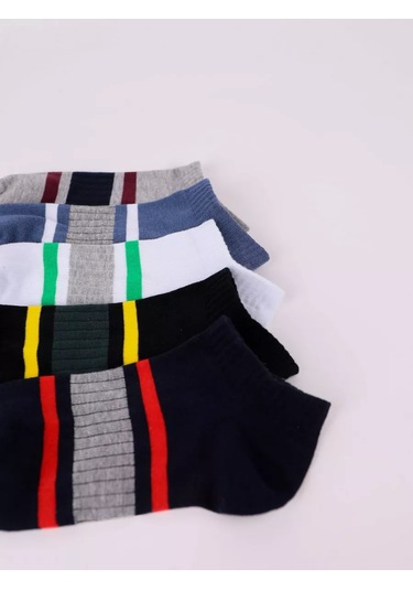 Fn Varan Kısa Çizgili Çorap Seti - 5 Çift 221812500 Beyaz