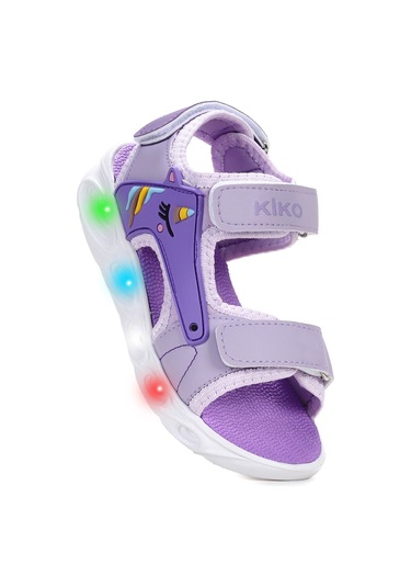 Kiko Kids Unicorn Günlük Işıklı Cırtlı Kız Çocuk Sandalet Ayakkabı Lila LILA