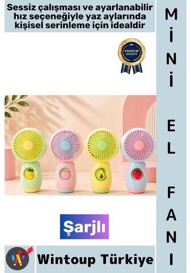 Vantilatör Kompakt Taşınabilir Hafif Sessiz Çalışma Ev Ofis Seyahat Yaz Serinleme Sevimli Şık Meyve