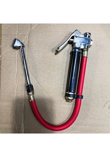 Xuweiwei 1pc Heavy Duty Dual Head Lastik Inflator Gauge 12 Inch Hava Hortumu İle Depolama Kılıfı