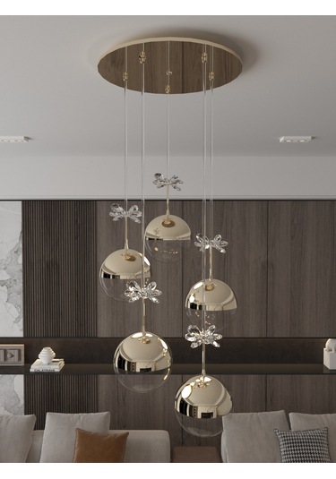 Solis Enerji Tasarruflu Modern Ve Lüks Gold 5'li Led Avize