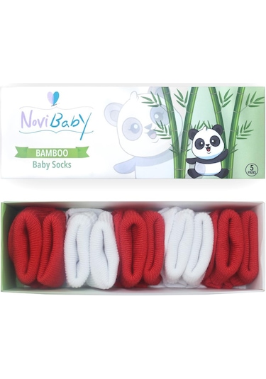 Novibaby 5'li Bambu Yenidoğan Bebek Çorabı I Flag I 0-6 ay "Karışık Renkli"