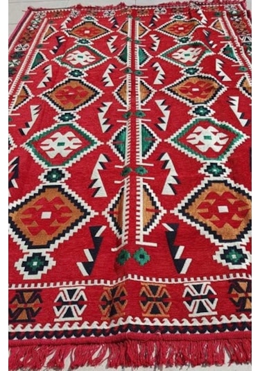 Coton Şark Köşesi Antep Anadolu Desenli Kırmızı Kilim 200 x 300 CM