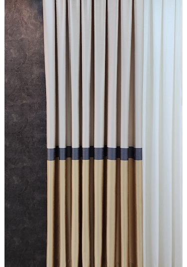 Vita Fon Perde Krem Gri Hardal Renk Krem