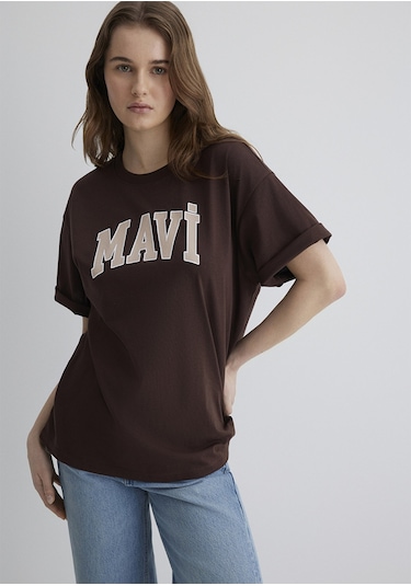 Mavi - Mavi Logo Baskılı Kahverengi Tişört 1600843-88062 Kahverengi