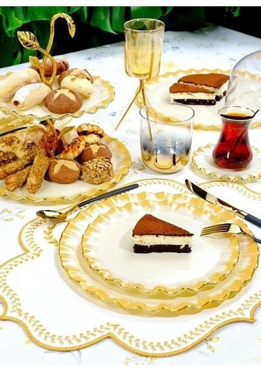 Glore Latte Altın Yaldızlı Cam Kurabiyelik 26089