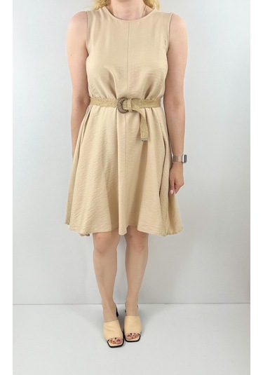 Modaonna Kalın Askılı Keten Elbise