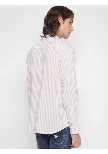 Guess Parker Erkek Bej Keten Karışımlı Gömlek M5yh16whc20-f10m Bej