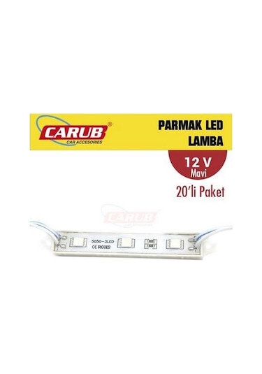 12v Parmak Lamba 3-ledli Kablolu Mavi 13 76