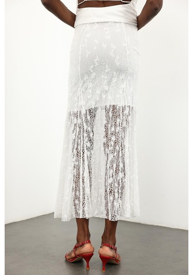Beyaz Kloş Dantel Etek 251347 Beyaz
