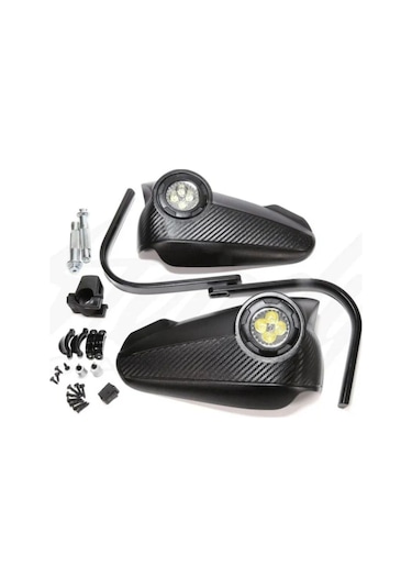 Motosiklet Elcik Koruma Led Işıklı Unıversal Model 4w Elektirik Çeken Motor Elcik Koruma