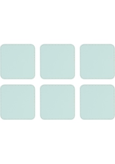 Bardak Altlığı,6 Lı Set,masaüstü Kare Cup Coaster,vegan Suni Deri,11x11 Cm.,su Yeşili