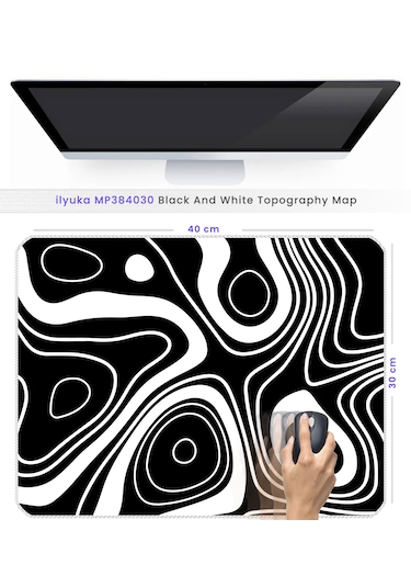 İlyuka Mousepad 40x30cm Gaming Oyuncu Mp384030 Black White Map