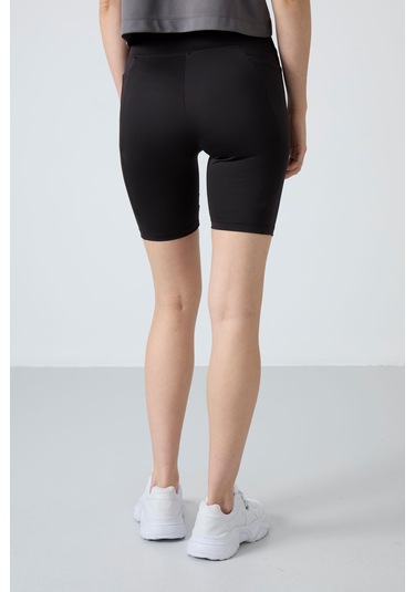Tommy Life Siyah Polyester Esnek Standart Fit Performans Kadın Biker Tayt - 91012 SiYAH Siyah