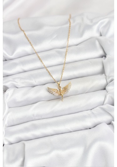 316l Çelik Zincir Gold Renk Melek Model Kadın Kolye - Prt3500eb09344-95266 altın