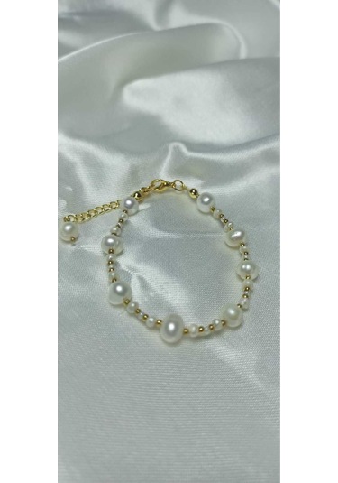 24k Altın Kaplama Gerçek Kum İnci Aranjman Dorikalı Bileklik Beya Gold