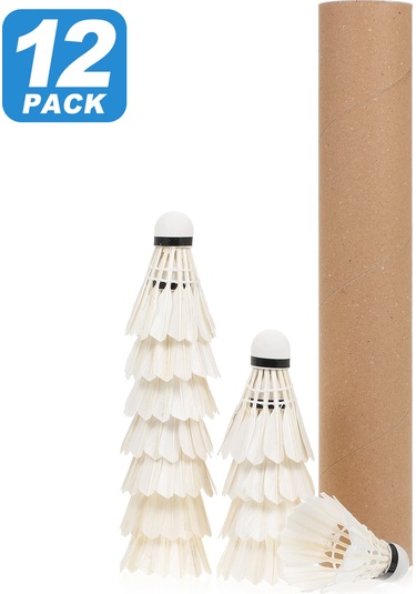 Geeksen 12'li Paket Beyaz Tüplü Badminton Topu - Fiber Mantar Başlı Hafif Oyuncu Topları