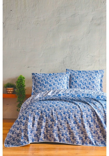 Varol Daisy Çift Kişilik Yatak Örtüsü A.mavı/cıftkısılık Açik Mavi