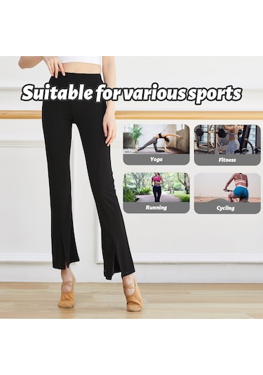 Kosona Siyah Yüksek Bel Yoga Tayt - Yüksek Esneklikli, Havalandırıcı, Spor Ve Fitness İçin Düz Desen Ön Açık Dar Kalın Bacak SiYAH