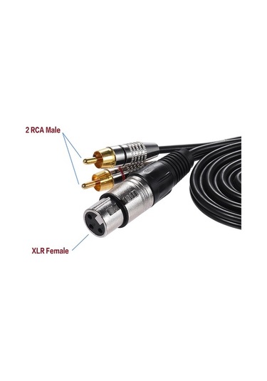 Besthome1 5m Siyah Xlr Dişi 2 Rca Erkek Stereo Ses Kablosu - Mikser, Ampüly Bağlantısı, Kesintisiz Sinyal
