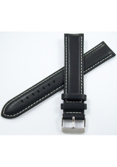 Bizon Deri Saat Kayışı 18Mm Siyah Desensiz Saat Kordonu Dikişli
