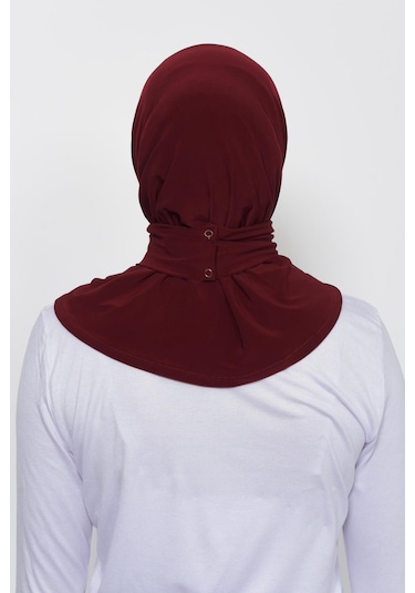 Çıtçıtlı Hazır Eşarp Hijap Koyu Bordo