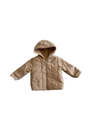 Verscon Kız / Erkek Bebek Peluş Fermuarlı Kapüşonlu Mont-11357-camel Camel