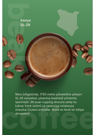 Kenya Sl28 Çekirdek Kahve 250 Gr , %100 Arabica Çekirdek Kahve