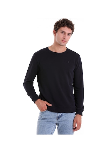 Hatemoğlu Lacivert Regular Fit Düz Pamuklu Bisiklet Yaka Sweatshirt Lacivert
