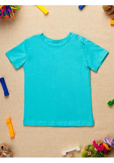 Chic Panda Çocuklar İçin Düğmeli Günlük Temel Tişört Seti 56163573 Turkuaz