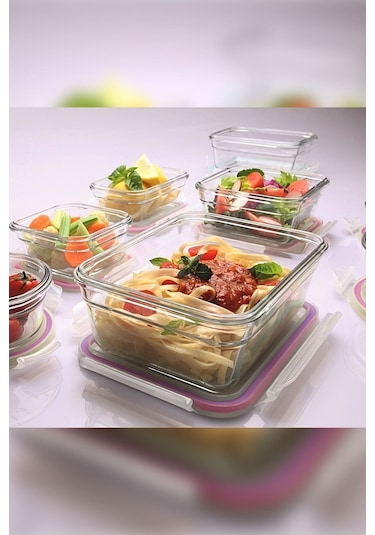 Glasslock Dikdörtgen Cam Saklama Kabı Set 5'li