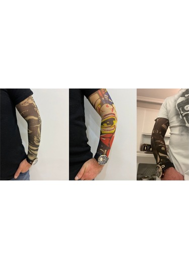 Giyilebilir Dövme 3 Çift 6 Adet Kol Çorap Dövmesi Sleeve Tattoo Set7