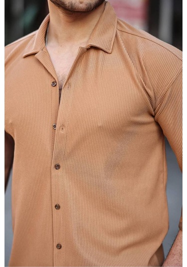 Tex Republic Erkek Fitilli Ottoman Gömlek Hardal