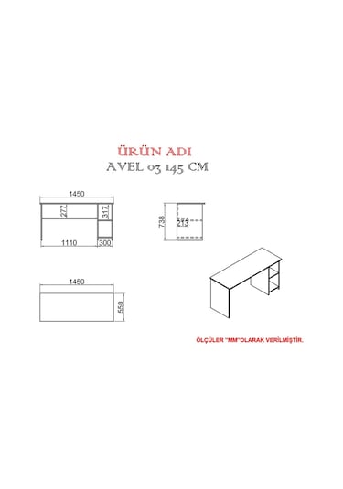 Kalenderdekor1 Kalender Dekor Avel Mayra 145 Cm Çalışma Masası Takımı Avlm01 Beyaz