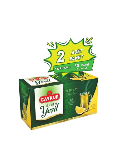 Herdem Yeşil Çay Süzen Poşet Limonlu 1,6gr 25 Adet İkili Paket