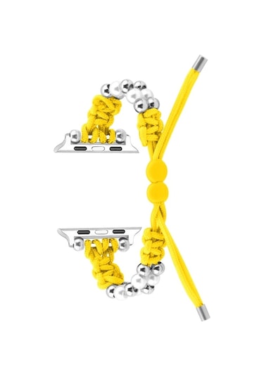 iOS Uyumlu Watch Serisi 4 44mm Paracord Row Boncuklar Drawstring Örgülü Watch Band