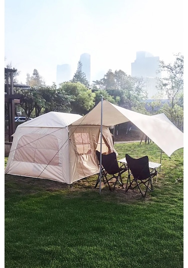 Onetick 6 Kişilik 4 Mevsim Şişme Kamp Çadırı 200x250 Pompalı Set Bej