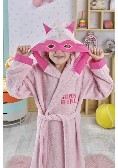 Ely Parker Kız Çocuk Bornozu, Pamuklu, Kapüşonlu, Süperkahraman Hero, Bebek 0 14 Yaş Elyprkr00978 Açık Pembe